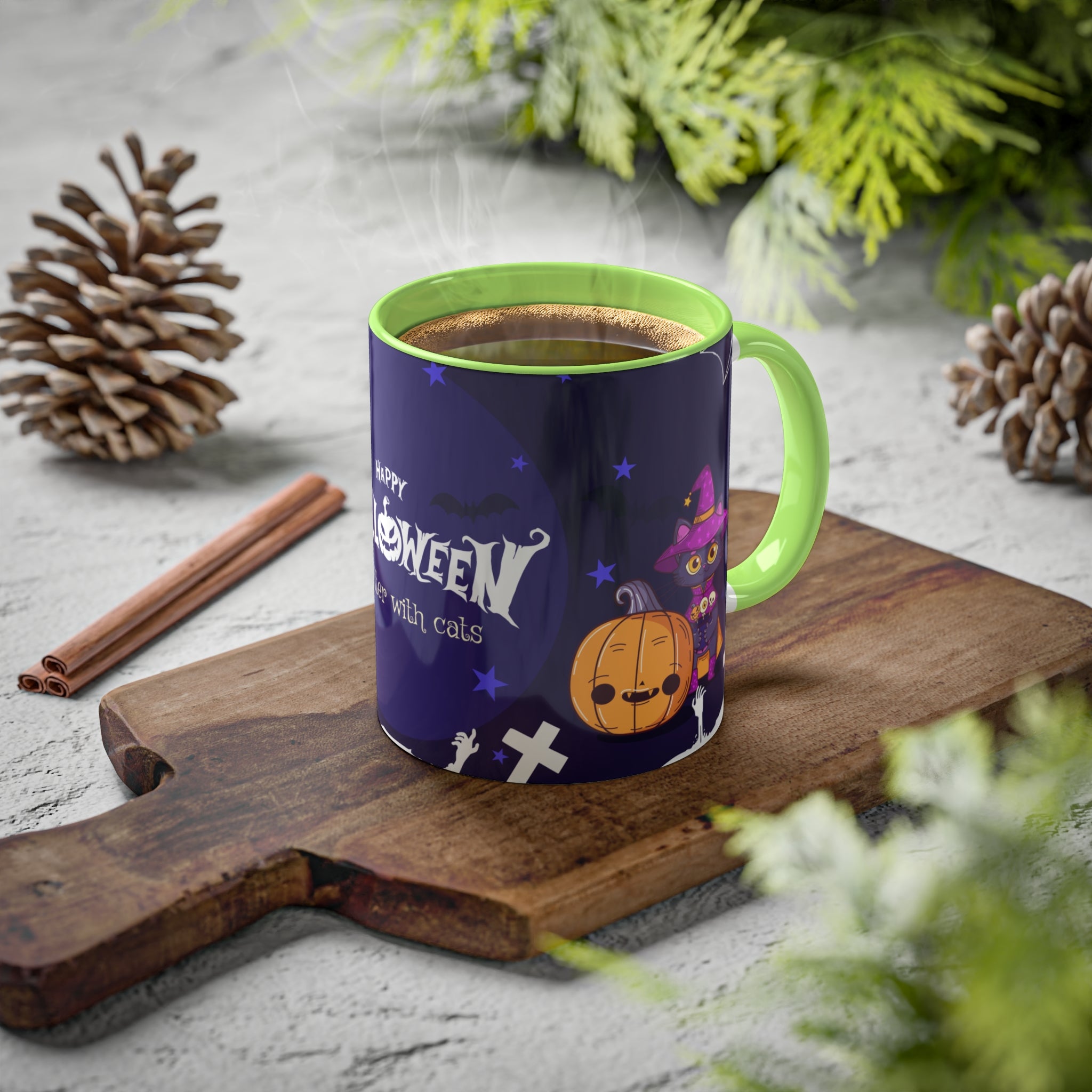 Happy Halloween with Witch's Cats | Colorful Mugs